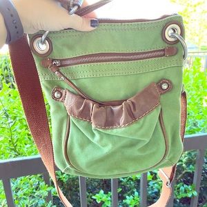 Fossil Green & Brown Cross Body